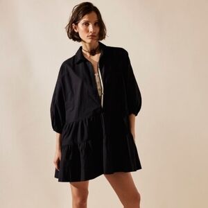 Free People Misha Mini Shirt Dress Black Small